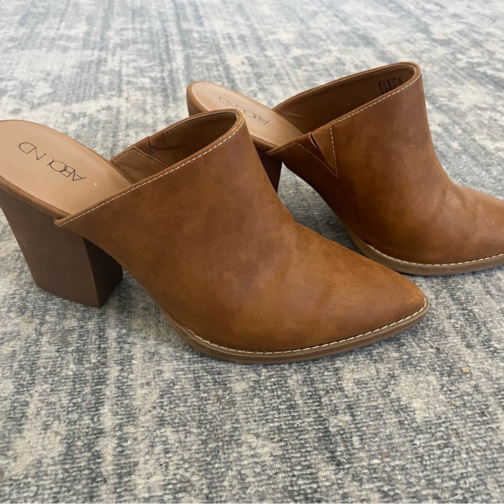 Abound Vegan Suede Pointed Toe Mule - cognac